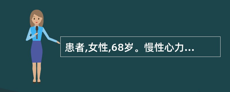 患者,女性,68岁。慢性心力衰竭2年,体力活动轻度受限制,日常活动可引起气急、心