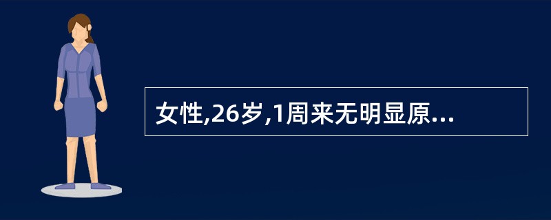 女性,26岁,1周来无明显原因出现皮肤散在出血点,伴牙龈出血。 1天来出血加重。