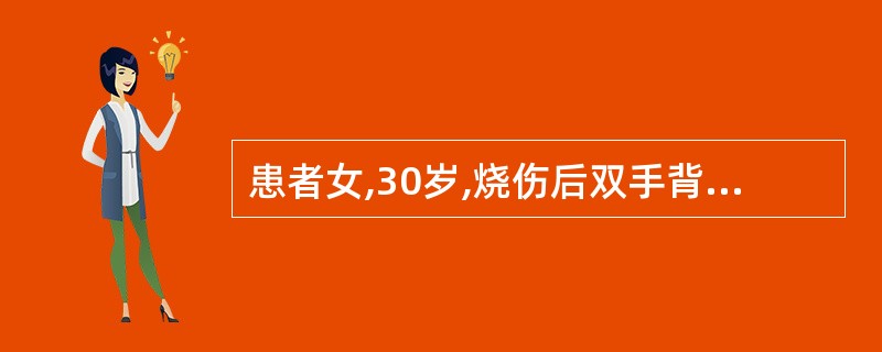 患者女,30岁,烧伤后双手背、手指瘢痕增生,各手指及腕关节运动功能障碍切除瘢痕后