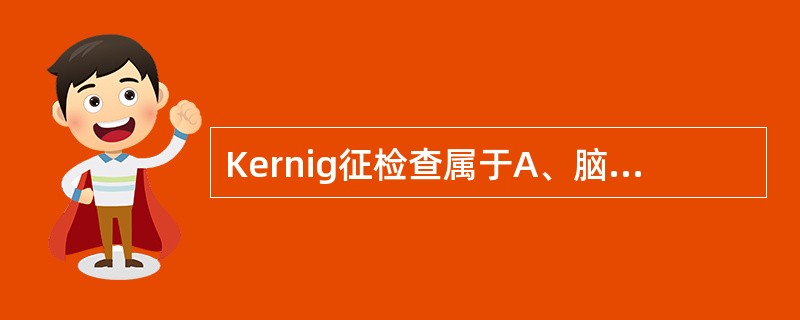 Kernig征检查属于A、脑膜刺激征B、病理反射C、浅反射D、深反射E、自主神经