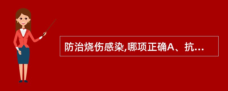 防治烧伤感染,哪项正确A、抗生素可以清除创面所有细菌B、所有病人均需预防性使用抗