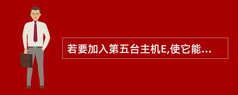 若要加入第五台主机E,使它能与C主机直接通信,其IP地址的设定范围应是多少? -