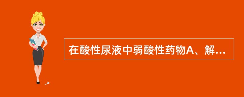 在酸性尿液中弱酸性药物A、解离少,再吸收多,排泄慢B、解离多,再吸收多,排泄快C