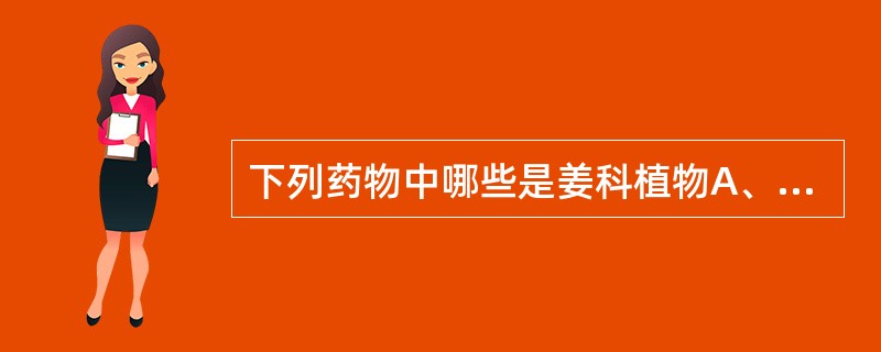 下列药物中哪些是姜科植物A、干姜B、高良姜C、豆蔻D、草果E、小茴香