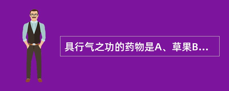 具行气之功的药物是A、草果B、厚朴C、砂仁D、白豆蔻E、草豆蔻