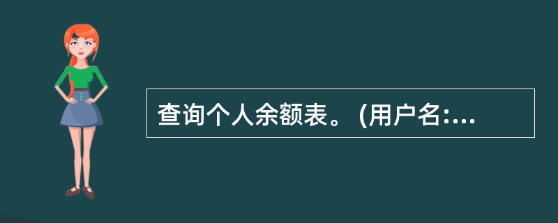 查询个人余额表。 (用户名:12;1账套:201;操作日期:2013年1月31日