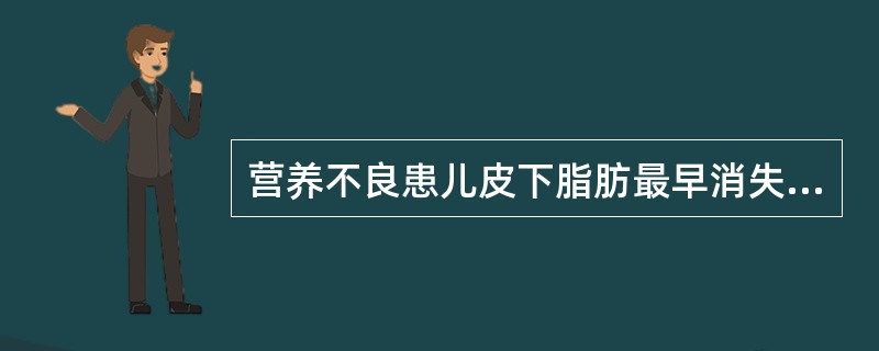 营养不良患儿皮下脂肪最早消失的部位是