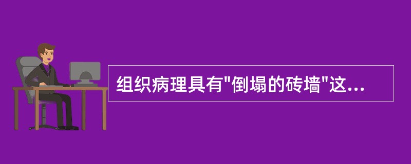 组织病理具有"倒塌的砖墙"这一特征性改变的疾病是( )A、寻常性天疱疮B、大疱性