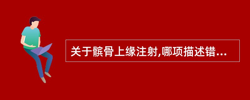 关于髌骨上缘注射,哪项描述错误?( )A、常见并发症为韧带损伤B、适应证有股四头