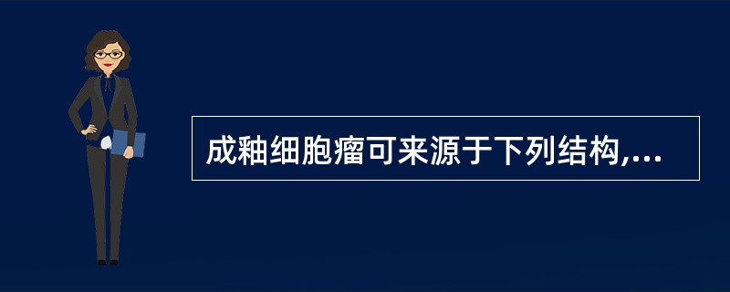 成釉细胞瘤可来源于下列结构,除了A、釉小皮B、缩余釉上皮C、Serres上皮剩余