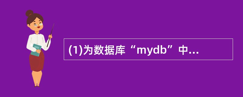 (1)为数据库“mydb”中的表“积分”增加字段“地址”,类型和宽度为“字符型(