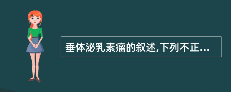 垂体泌乳素瘤的叙述,下列不正确的是A、泌乳素瘤占垂体瘤的1£¯3以上B、男女均可