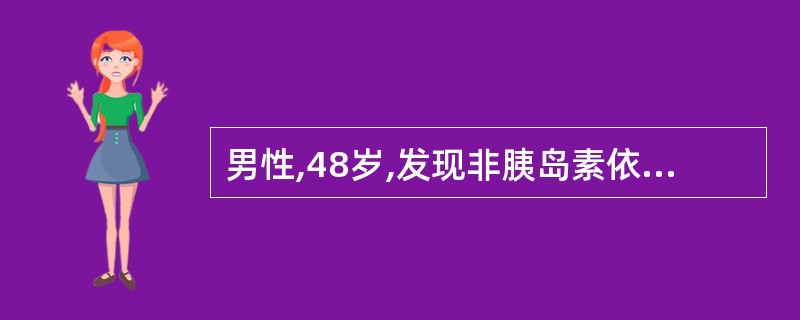 男性,48岁,发现非胰岛素依赖性糖尿病5年,近日出现双下肢浮肿,体检:血压20£