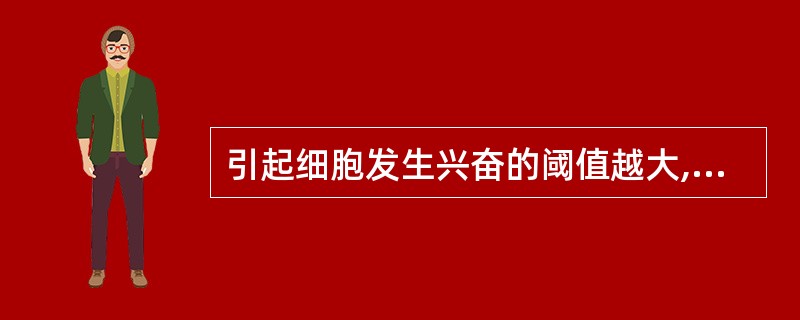 引起细胞发生兴奋的阈值越大,细胞的兴奋性()A、越高B、先升高后降低C、不一定D