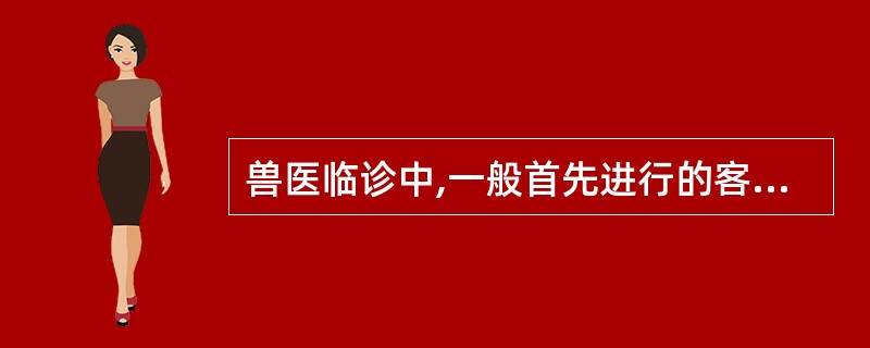 兽医临诊中,一般首先进行的客观检查是A、视诊B、触诊C、叩诊D、听诊E、嗅诊 -