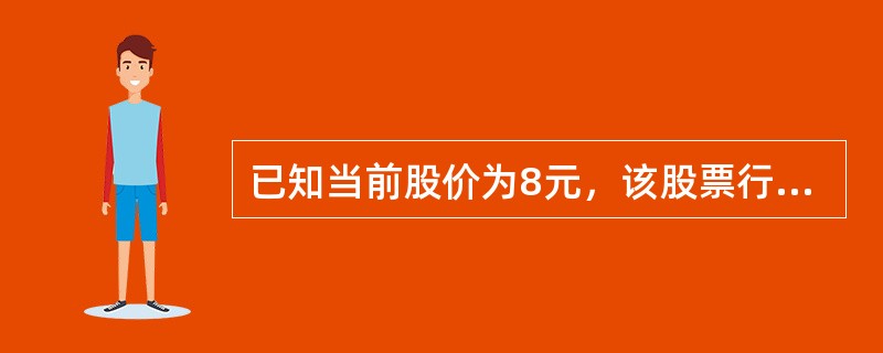 已知当前股价为8元，该股票行权价格为8元认购期权，权利金是每股0.4元，合约单位