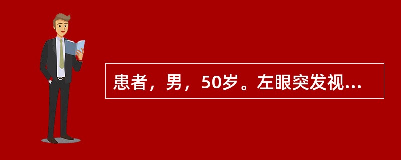 患者，男，50岁。左眼突发视力下降，伴头晕，恶心。查体：左角膜混浊，前房不清，指