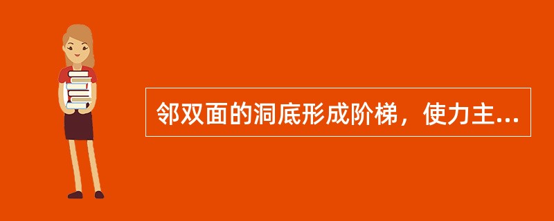 邻双面的洞底形成阶梯，使力主要由（）