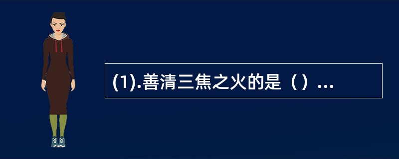 (1).善清三焦之火的是（）。(2).善清上焦之火的是（）。(3).善清中焦之火