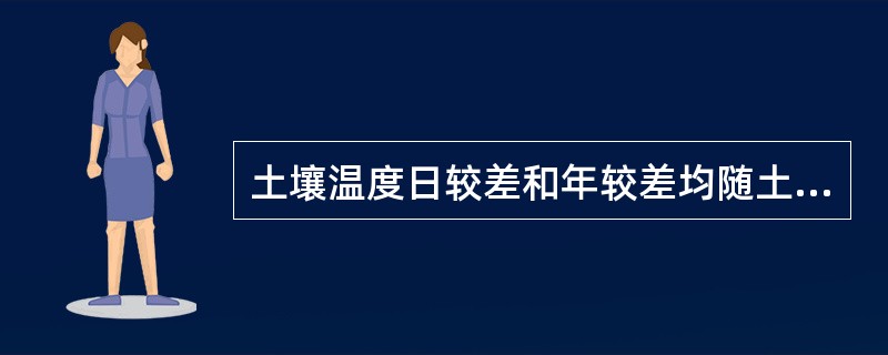 土壤温度日较差和年较差均随土壤深度加深而（）。