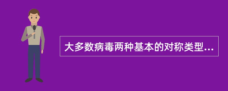 大多数病毒两种基本的对称类型是螺旋对称结构和二十面体对称结构。（）