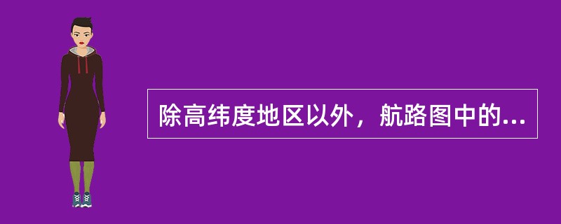 除高纬度地区以外，航路图中的方位、航迹、径向方位均以（）为基准。
