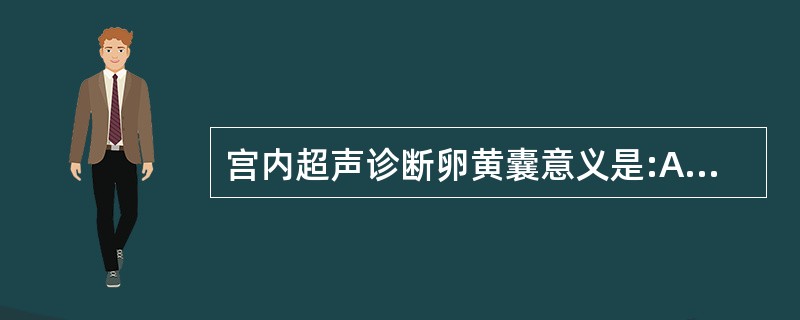 宫内超声诊断卵黄囊意义是:A、异位妊娠B、宫内妊娠C、胚胎停止发育D、先兆流产