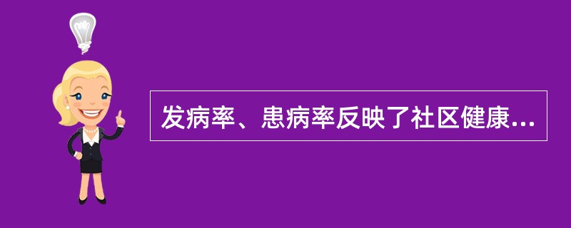 发病率、患病率反映了社区健康中的A、社区社会环境B、社区卫生服务的利用C、群体健