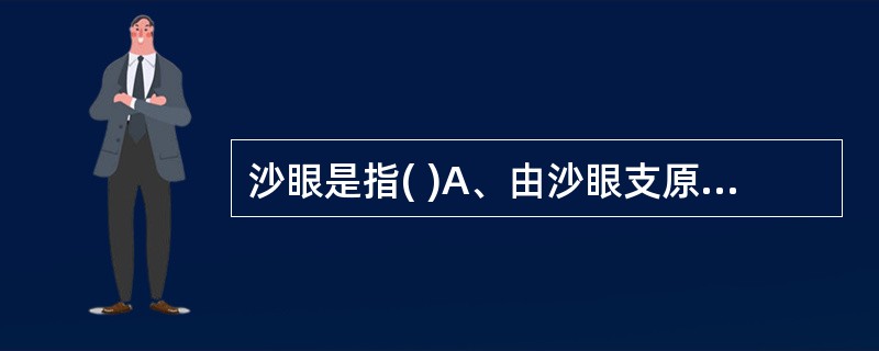 沙眼是指( )A、由沙眼支原体引起的慢性传染性眼病B、由沙眼衣原体引起的慢性传染