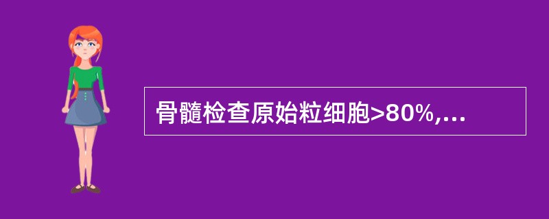 骨髓检查原始粒细胞>80%,早幼粒细胞>12%,诊断为A、急非淋白血病M1型B、