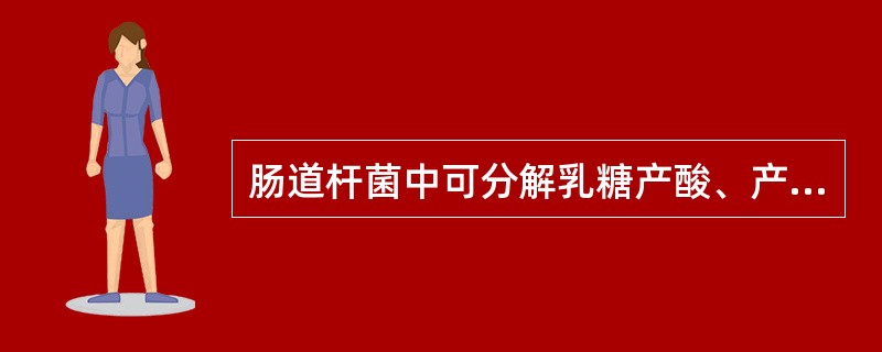 肠道杆菌中可分解乳糖产酸、产气的是:A、大肠埃希菌B、变形杆菌C、痢疾志贺菌D、