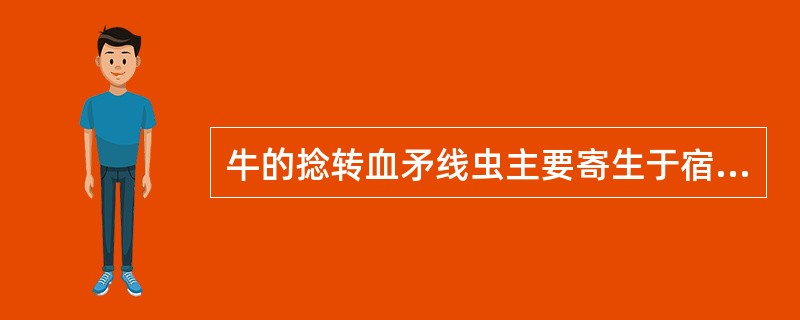 牛的捻转血矛线虫主要寄生于宿主的A、瘤胃B、瓣胃C、网胃D、皱胃E、盲肠