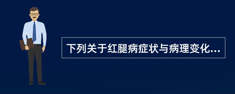 下列关于红腿病症状与病理变化情况描述不正确的是()A、外观表现为步足、游泳足、尾