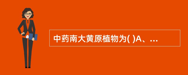 中药南大黄原植物为( )A、蓼科波叶大黄B、苋科唐古特大黄C、蓼科掌叶大黄D、苋
