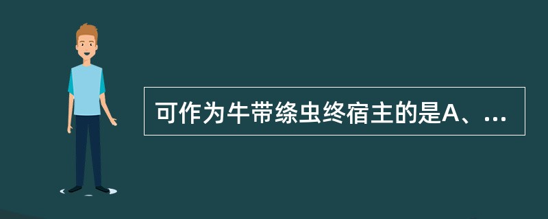 可作为牛带绦虫终宿主的是A、猪B、牛C、人D、狗E、马