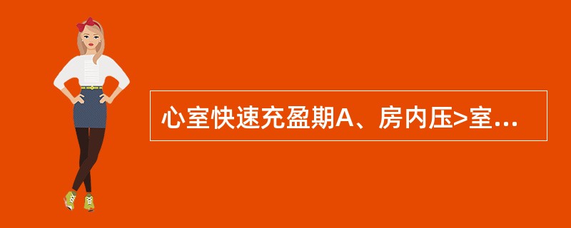 心室快速充盈期A、房内压>室内压室内压>动脉压,房室瓣开,动脉瓣开D、房内压动脉