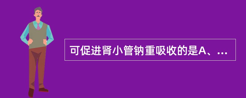 可促进肾小管钠重吸收的是A、肾素B、血管紧张素C、醛固酮D、抗利尿激素E、心房钠