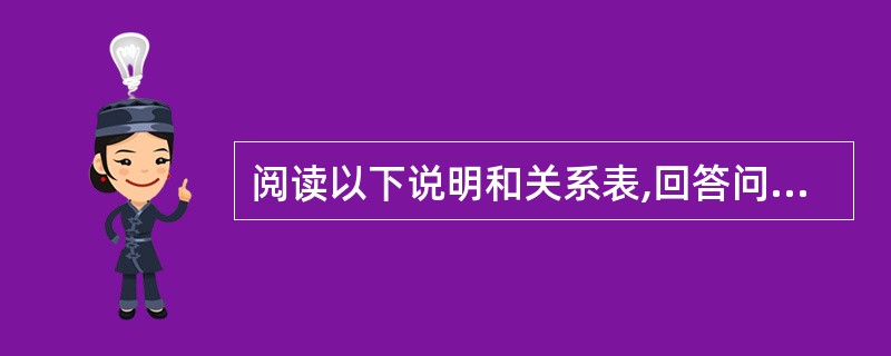 阅读以下说明和关系表,回答问题1~5,将解答填入对应的解答栏内。[说明] 试用S