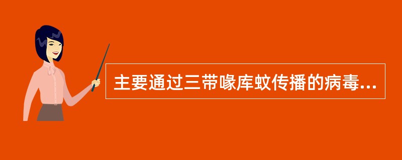 主要通过三带喙库蚊传播的病毒是A、流行性乙型脑炎病毒B、登革病毒C、新疆出血热病