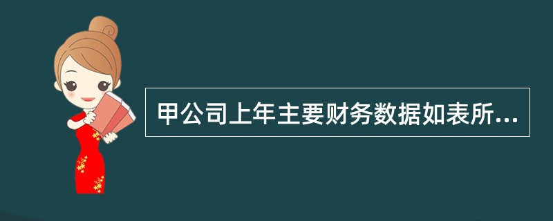 甲公司上年主要财务数据如表所示(单位:万元): 要求: (1)计算上年的可持续增