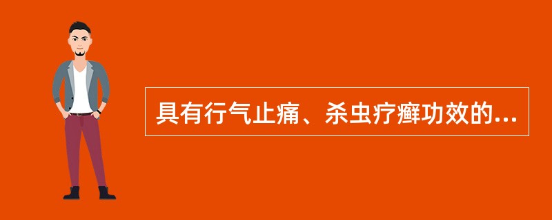 具有行气止痛、杀虫疗癣功效的药物是A、川楝子B、丁香C、佛手D、沉香E、香附 -