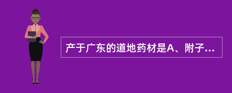 产于广东的道地药材是A、附子B、薄荷C、细辛D、陈皮E、生地黄