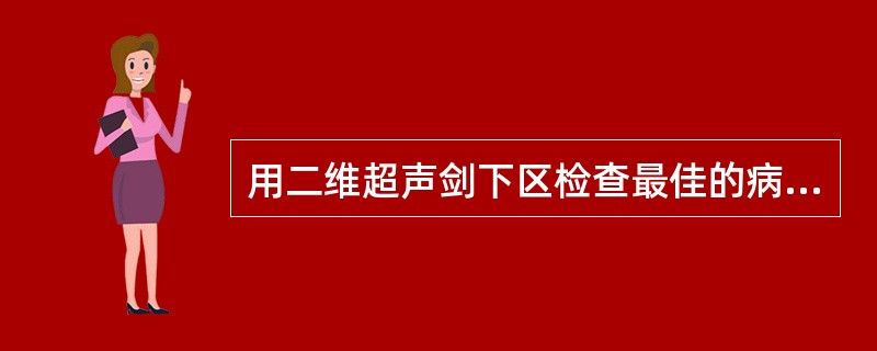 用二维超声剑下区检查最佳的病变是