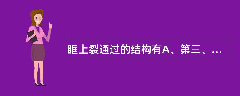 眶上裂通过的结构有A、第三、第四、第五、第六脑神经,眼上动脉、眼上静脉B、第三、