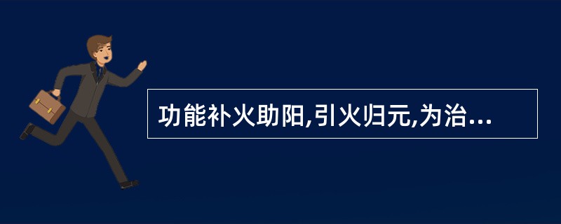 功能补火助阳,引火归元,为治下元虚冷、虚阳上浮之要药的是()。