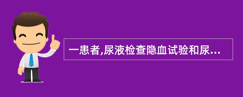 一患者,尿液检查隐血试验和尿蛋白均阳性,尿沉渣显微镜检查见红细胞管型,而其他化学