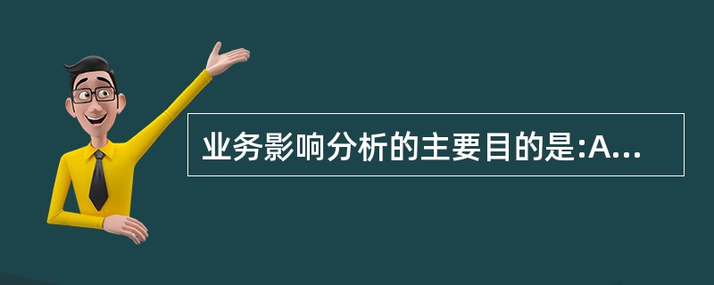 业务影响分析的主要目的是:A、在灾难之后提供一个恢复行动的计划B、识别能够影响组