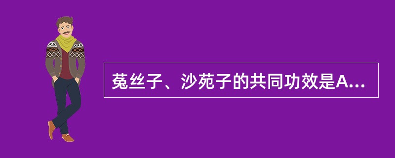 菟丝子、沙苑子的共同功效是A、补肾固精B、养肝明目C、止泻D、安胎E、生津 -