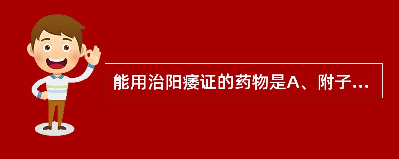 能用治阳痿证的药物是A、附子B、干姜C、肉桂D、吴茱萸E、丁香