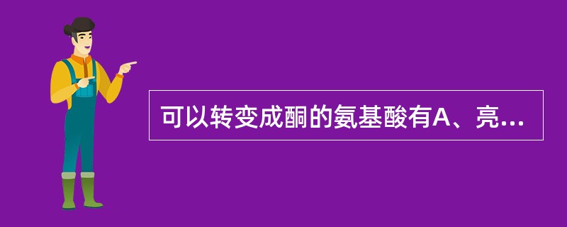 可以转变成酮的氨基酸有A、亮氨酸和丙氨酸B、精氨酸和谷氨酸C、苏氨酸和赖氨酸D、